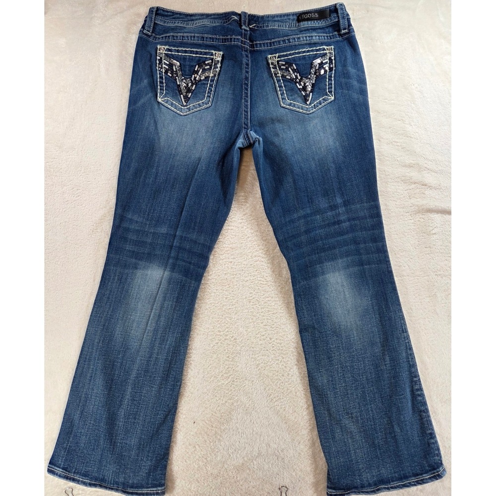 Vigoss Women Slim Boot Heritage Fit Jeans 16 30L Blue Embellished Denim Flawed